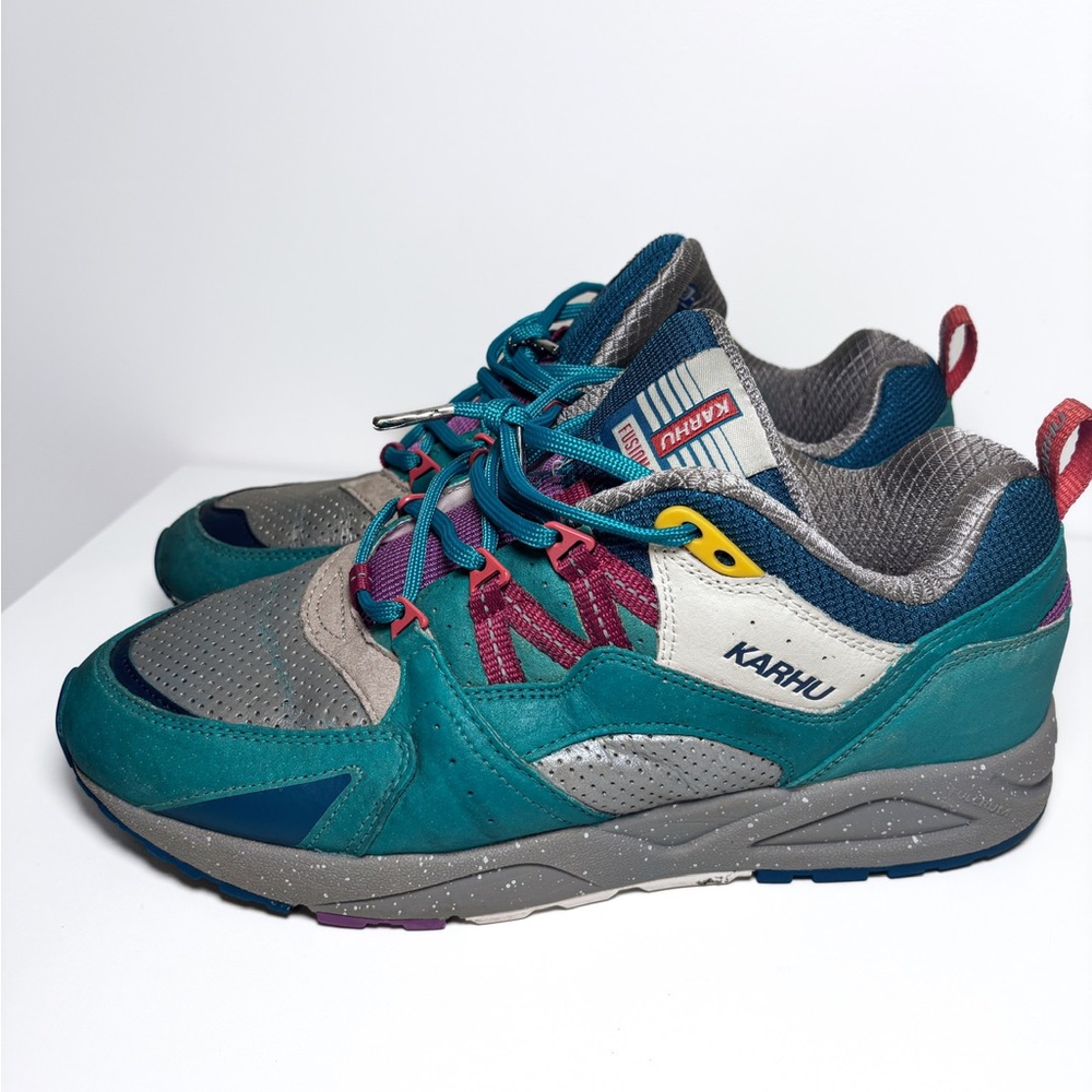 Karhu Fusion 2.0 Teal Blue Colorblock Urban Hiking Active Unisex Sneaker Size 10